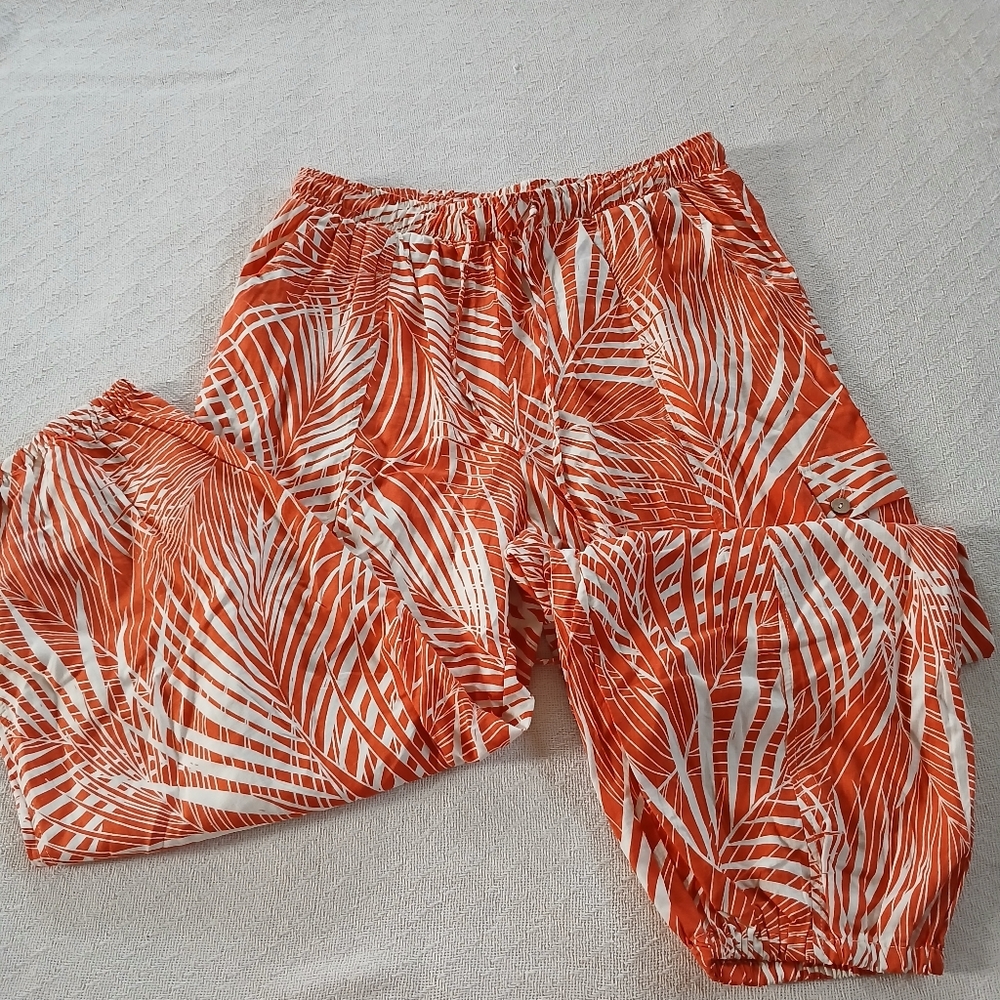 panama jack ♡ linen leaf pants tropical coastal vacation xl